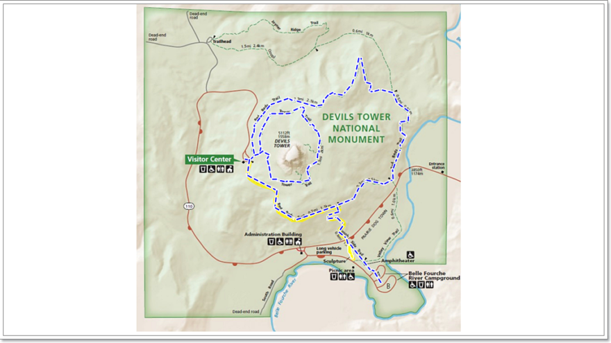 Map Hikingroute Devils Tower